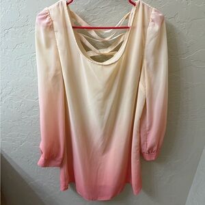 Blu Pepper Peach Cream Ombre Blouse